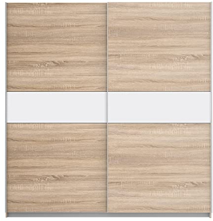 Forte Winner Plus Armario de Puertas correderas, derivado de Madera, Blanco Combinado con Roble Sonoma, 200,1 x 209,7 x 61,2 cm