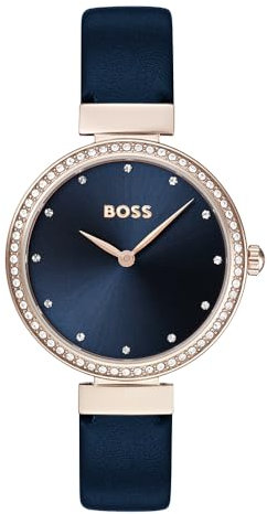 BOSS Analog Quarzuhr für Damen Kollektion Celebration mit Blaues Lederarmband - 1502477