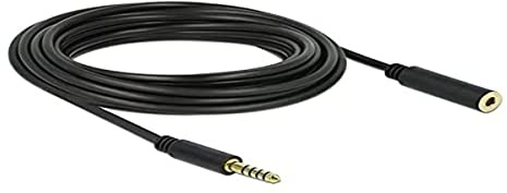 DELOCK Verlängerungskabel Klinke 4,4 mm 5 Pin Stecker zu Buchse 5 m schwarz
