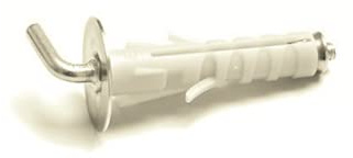 Tassello in plastica con gancio corto. Rondella in Metallo (50)