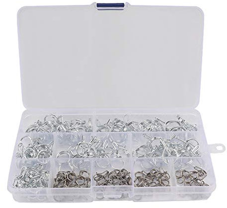 Lasenersm 150pcs Double Wire Hose Clamp Kit, 10 Sizes (5-14mm), Stainless Steel & Carbon Steel, Spring Washer, Hose Clamps
