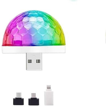 USB Mini Disco Ball Sound Activated Multi Colors LED Car Atmosphere Disco Stage Magic Strobe Light for Birthdays Xmas Parties Pool Club Karaoke Wedding