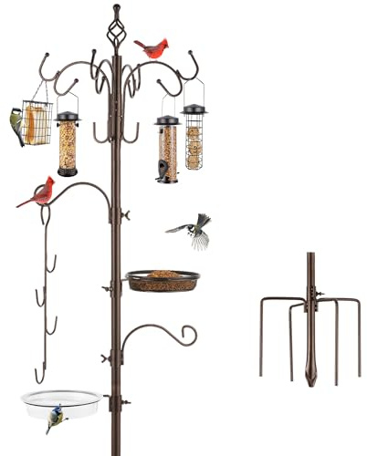 Deluxe Vogelfutterstation Kit Multi Feeder mit Metall Talg Feeder Vogeltränke Mesh Tablett zum Anlocken von Wildvögeln