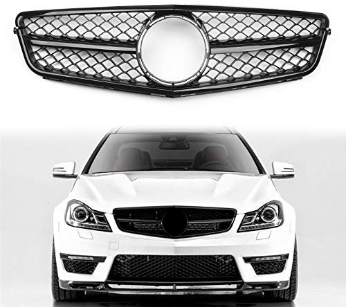 Artudatech Auto Kühlergrill Amg Black Front Stoßstange Kühlergrill Grill Passend für C-Class Benz W204 C300 C350 2008-2014