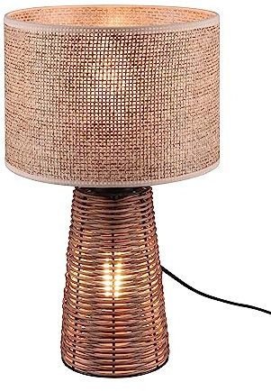 Reality, Sobremesa, Straw 1xE27, max.40,0 W 1xE27, max.10,0 W Cuerpo: Malla de Rattan, Marron Ø:24,0cm, A:40,5cm Cable de interruptor,IP20,Sin bombilla,Fuente de luz reemplazable por