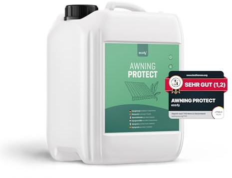eco:fy Markiser, impregnering, 5 l, impregneringsspray för markiser, parasoller och solsegel – skydd mot fukt och smuts – UV-stabil, PFC-fri och biologiskt nedbrytbar – tillverkad i Tyskland