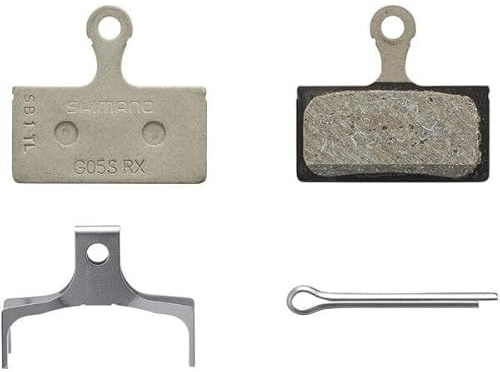 SHIMANO G05S-RX Disc Brake Pad and Spring - Resin Compound, Stainless Steel Back Plate, Box/25 Pair