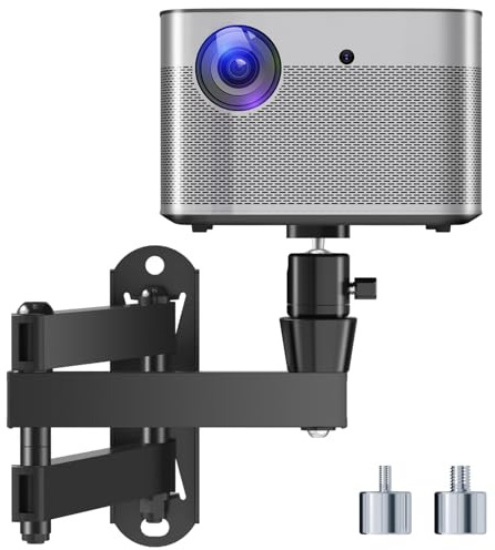 suptek Universal Foldable Projector Wall Mount - Adjustable Bracket for Projectors, Compatible with 1/4, M4 & M6 Screws, Heavy-Duty & Space-Saving Design, Black, MA1330YT