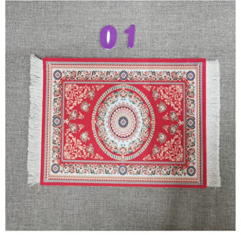 Egurs Mauspad Teppich Muster Perser Stil Orientteppich Mini Teppich Untersetzer mit Quaste Computer Zubehör Bunte Glasuntersetzer Glascoaster 1#