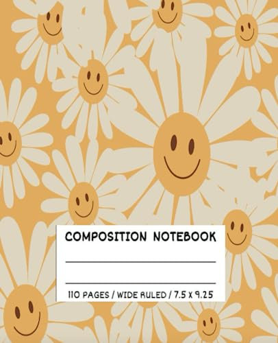 Yellow Smiley Face Composition Wide Ruled Notebook for Teens and Young Adults