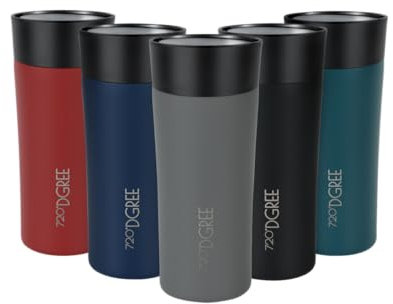 720°DGREE Travel Mug 350ml “PleasureToGo 2.0“ - Choose from 3 Sizes, 5h Hot, 10h Cold, Leakproof, 360° Drinking, BPA-Free, Hygienic - Slim Stainless Steel Thermo Cup for Coffee, Tea to Go - Gray