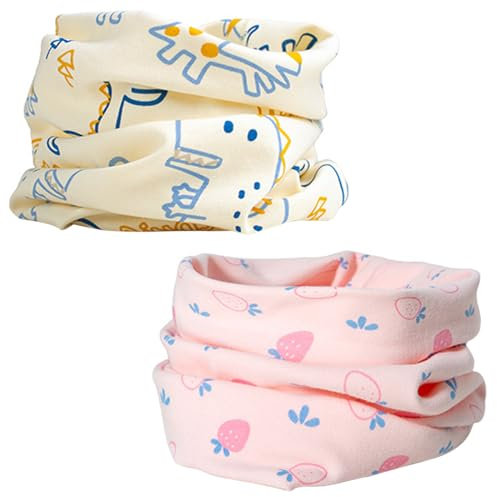 2 Stück Loop Schal Kinder,Schlauchschal Kinder,Multifunktionstuch,Halstuch Kinder,Baumwolle Halswärmer, Winddicht Warm Maske,Für Winter Herbst Frühling (A)