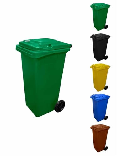 Jardin202 - Contenedor de Basura Reciclables de Colores con Ruedas | Mango antideslizante | 360 L (Verde)