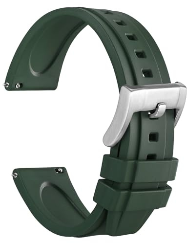 WOCCI Hevea Uhrenarmbänder, FKM Gummi (Nicht Silikon), Adsorbiert Keinen Staub, Ersatzarmband für Herren und Damen, Kompatible Stollenbreite 18mm 20mm 22mm 24mm