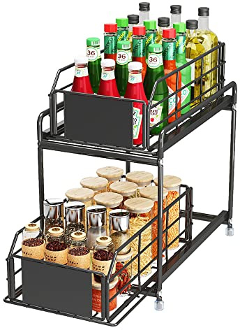 Periyelp Seasoning Bottle Shelf for Kitchen,Bottle Display Stand,Cruet Stands Made of Preciousmetals(Black)