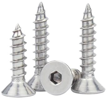 CHATROOM 10 Stück M4 M5 304 Edelstahl Innensechskant Senkkopf selbstschneidende Schraube Möbel Holzschraube (Size : 20mm, Color : 10PCS_M5)