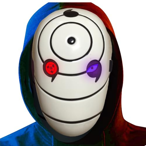 Funjoyz Uchihaas Halloween Maske Obitoos,LED Generische Halloween Maske FüR Damen Herren Weihnachten Neujahr Fasching KostüM,A3