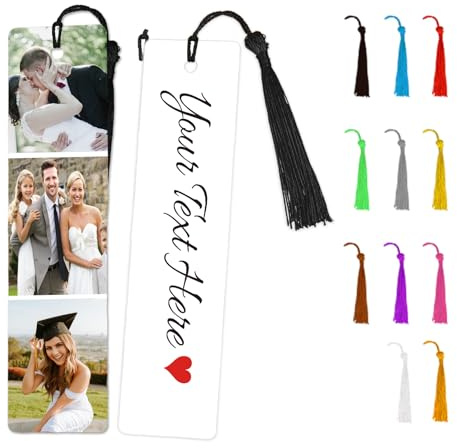 Lesezeichen Personalisiert,Personalisiertes Lesezeichen mit Zweiseitig Foto Text Metall Bookmark Besonderes Geschenke für Buchliebhaber Freunde Leser,Ideal für Weihnachten und Geburtstags 3 Fotos
