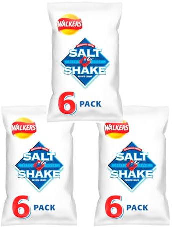 Walkers Salt & Shake Multipack Crisps 6x24g (3 Pack) | Premium product | Suitable for vegetarians | Multipack crisps for lunch and snacking