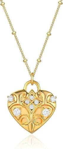 Jenosy Herz Gold Ketten Damen 14K Vergoldet Cubic Zirconia Herz Anhänger Ketten Handmake Hypoallergene Goldschmuck Geschenke