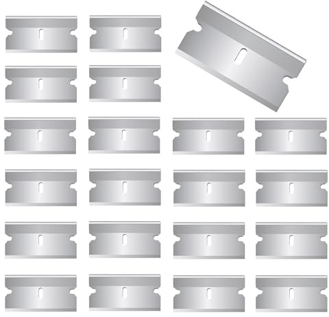 JCUGSBS 60Pcs Lame di Ricambio per Raschietti, Acciaio al carbonio Raschietto Razor Blade Spatola, Rimozione Adesivo in plastica, Rimozione della Colla in Vinile