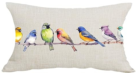 Kissen Fall Aquarell Bunte Blaue Vögel Frühling Sommer Herbst Kissenhüllen Gemütliche,Stilvolles Sofakissen Bezug Für Bauernhaus Bett Dekokissen 40X60Cm