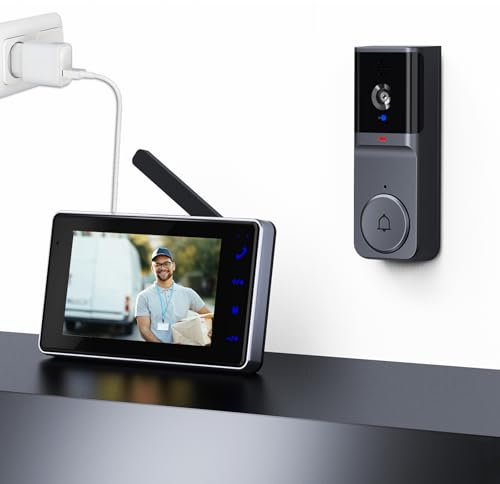 Winnes 1080P Video Campanello Videocitofono Spioncino Senza Fili da Esterno con 4,3 Schermo Display,Visione Grandangolare a 120° & Visione Notturna,Suoneria Integrata Citofono Spioncino Digitale