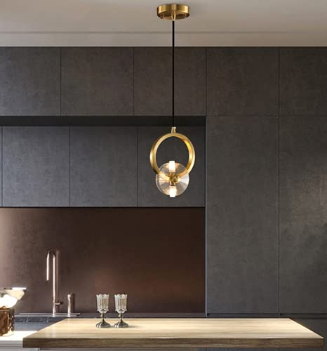 SSNCcNC Modern Kristall Pendelleuchte LED Esszimmer Nachttisch Hängeleuchte Kreative Kupfer Hängelampe 1-Flammig Schlafzimmer Deckenleuchte Wohnzimmer Loft Bar Café Küche Pendellampe
