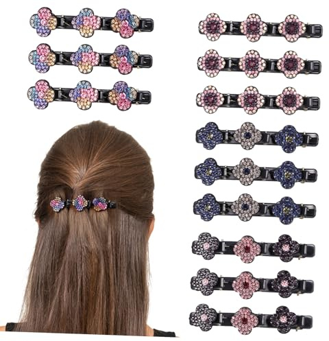 FRCOLOR 12pezzi Fermaglio per Capelli Intrecciato Strass Fermaglio per Treccia Scintillante per Ragazze e Donne