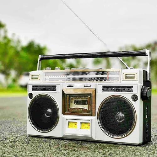 Boombox Lecteur de cassettes CD Style rétro années 80 – Lecteur de cassette Bluetooth avec enregistrement USB, radio et enregistreur pour les réunions de famille et les voyages