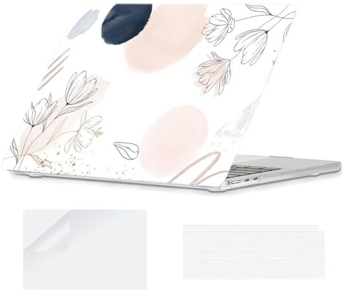 YOPAS Hülle Kompatibel mit MacBook Air M5 M4 M3 M2 13.6 (2026-2022) | A3449 A3240 A3113 A2681- Tastaturabdeckung und Displayschutzfolie für MacBook Air 13.6 Zoll, Blume