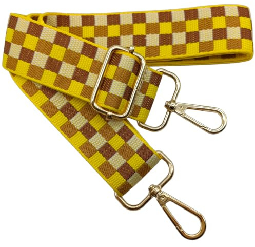 Verstellbarer Schultergurt für Taschen Beige Gelb, Taschengurte zum Wechseln, Taschengurt Breit mit Karabiner Gold, 80-130 cm Tragegurt Tasche für Damen Schulterriemen, Handtasche, 3.8cm, 1510