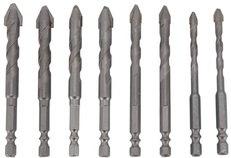 Hochfester Spezieller Exzenter-Spiralbohrersatz, 8-teilig, Harter Hochgeschwindigkeits-Wolframstahl, Mauerwerk, Beton, Bitsatz für Stein, Glas, Marmor, Fliesen, Holz, für Wände,