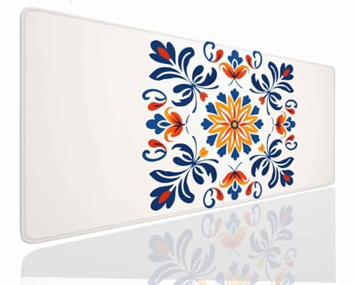 Tapis de Souris XXL 1600x800x4mm Grand Tapis de Bureau Tapis de Souris Gamer Tapis Bureau Gaming Antidérapant Résistant à L'eau, Tapis Souris XXL Mouse Pad Mat Mandala Sous-Mainm, Clavier Souris J-614