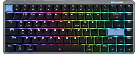 EPOMAKER Luma84 Low Profile Aluminum Mechanical Keyboard, QMK/VIA Programmable, Tri-Mode Wireless, WIN/MAC/Linux Compatible, RGB (Black&Blue, Gateron Low-Profile Red Switch)