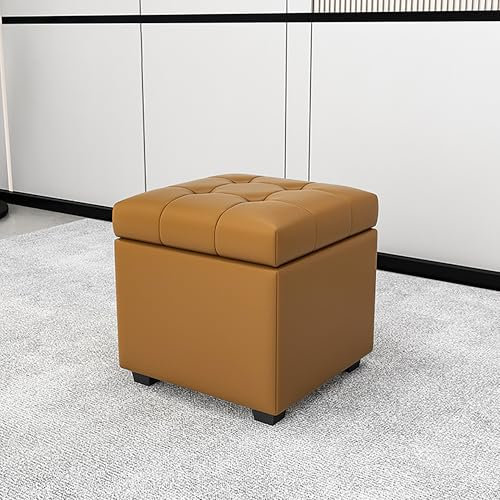 Ottomane Bank mit Schuhaufbewahrungsfach, braunes Leder, Ottomane, Fußstütze, Hocker für Schlafzimmer, 100 x 40 x 42 cm