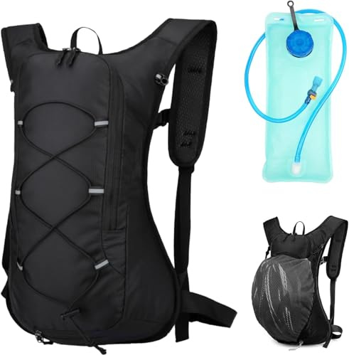 Hydration Backpack, Water Backpack with 2L Water Bladder, Lightweight Hiking Backpack High Flow Bite Valve Water Backpack, Hydration Pack for Hiking, Biking, Running