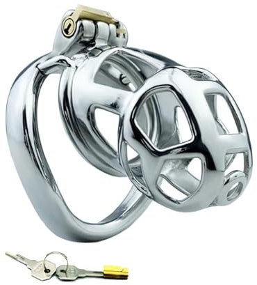 Chastity Cage Männer Sexspielzeug Peniskäfig mit Unsichtbarem Schloss und 2 Schlüsseln Metall Keuschheitskäfig für Mann Penis Bondage Edelstahl Cock Cage Atmungsaktiv Penis Käfig (45mm,L)