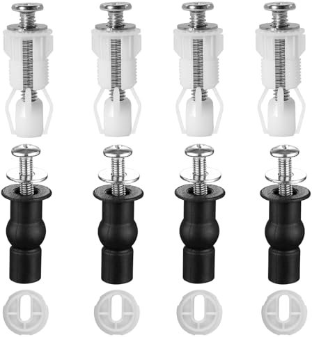 Fixation Abattant WC, Fixation Cuvette WC, 8 Pièces Abattant WC Fixations Charnières Vis D'expansion, pour Lunette Toilette Ensemble, Pièces de Rechange pour Couvercle de Toilette