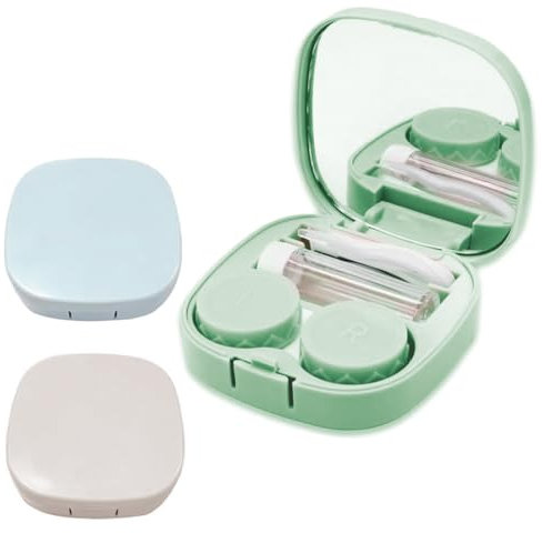 Set di 3 Custodia per Lenti a Contatto, Custodia Lenti a Contatto con Specchio, Porta Lenti a Contatto da Viaggio, Portalenti per Lenti a Contatto Igienica Portatile per Viaggi a Casa All'aperto