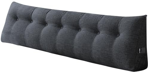 HUOLE Dreieckiges Stützkissen, Rückenkissen, Kopfkissen Lesekissen Kopfteilkissen, Lendenkissen in der Ecke, 200 * 50 * 20 cm - Diva Grau