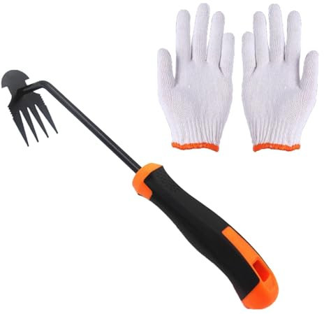 ClcIosis 1 Stück Gartenarbeit Hand Unkrautstecher Unkraut Entferner Gerät, Garten Unkraut Werkzeug,für Hausgärten, Kleine Landwirtschaftliche Betriebe Gemüsebeete Usw Und 1 Stück Handschuhe