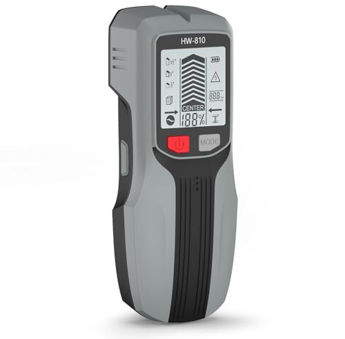 Rilevatore Da Parete Fino,Rilevatore Di Metallo 6 In 1 Con Chip Microprocessore Intelligente Display Hd Lcd,Avviso Sonoro,Rilevatore Tubi E Cavi Elettrici,Per Legna/Metallo/Magnetico (grigio)
