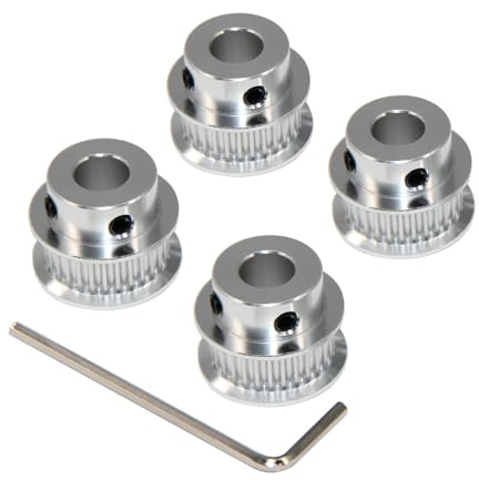 Yeebyee 4 stycken 2GT remskiva 30 tänder 8 mm hål 30T tandad remskiva synkronhjul aluminium för bredd 6 mm rem 3D-skrivare delar