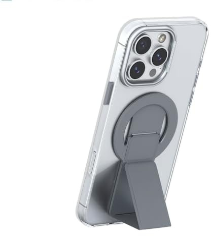 Admitir Versatile Magnetic Phone Grip and Stand, 360° Adjustable MagSafe Holder, 5.5 lbs Strength, Brown (Grey)