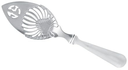 OEBUAFI 304 Stainless Steel Absinthe Wormwood Spoon, Antique Design Bar Absinthe Usage for Traditional French Swiss Various Beautiful Designs (Leaf Absinthe Spoon)
