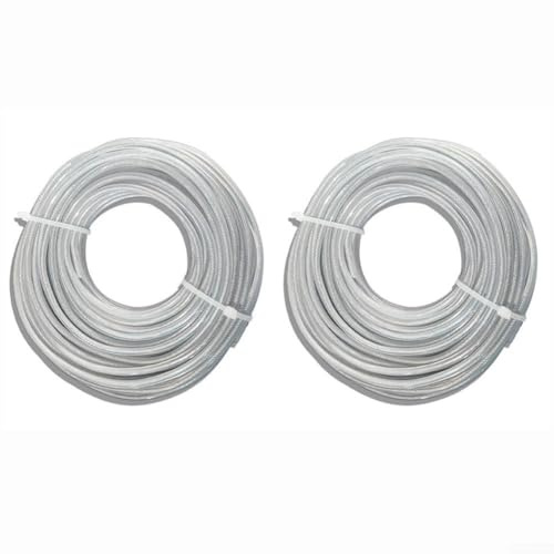 Paquete de 2 cuerdas de corte de acero para cortacésped, 15 metros cada uno, compatible con múltiples recortadoras de césped de 2 4 mm a 3 5 mm, diseñado para un recorte eficaz de patio (2,7 mm)