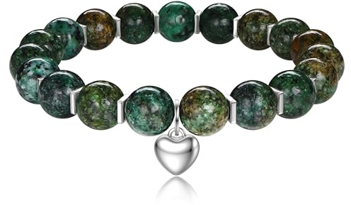 Kakonia Perlenarmband Damen Herz Armband Damen Frauen Naturstein Perlen Armbänder Boho Perlenarmband Edelstein Armband Schmuck Damenarmband