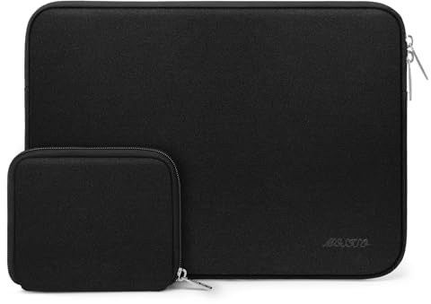 MOSISO Laptop Hülle Tasche 17,3 Zoll, 17-17.3 Zoll Laptophülle Kompatibel mit 17-17,3 Zoll Dell XPS/HP Pavilion/Ideapad/Acer/Alienware/HP Omen Notebook, Neopren Laptoptasche mit Kleine Etui, Schwarz