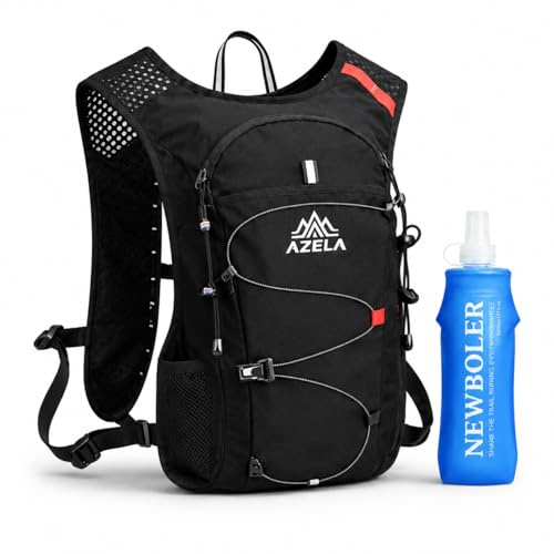 Azela Laufweste Damen & Herren mit 500ml Trinkflasche – Ultraleichte & atmungsaktive Trinkweste mit Handyfach – Running Vest / Trinkrucksack für Joggen, Trailrunning & Marathon